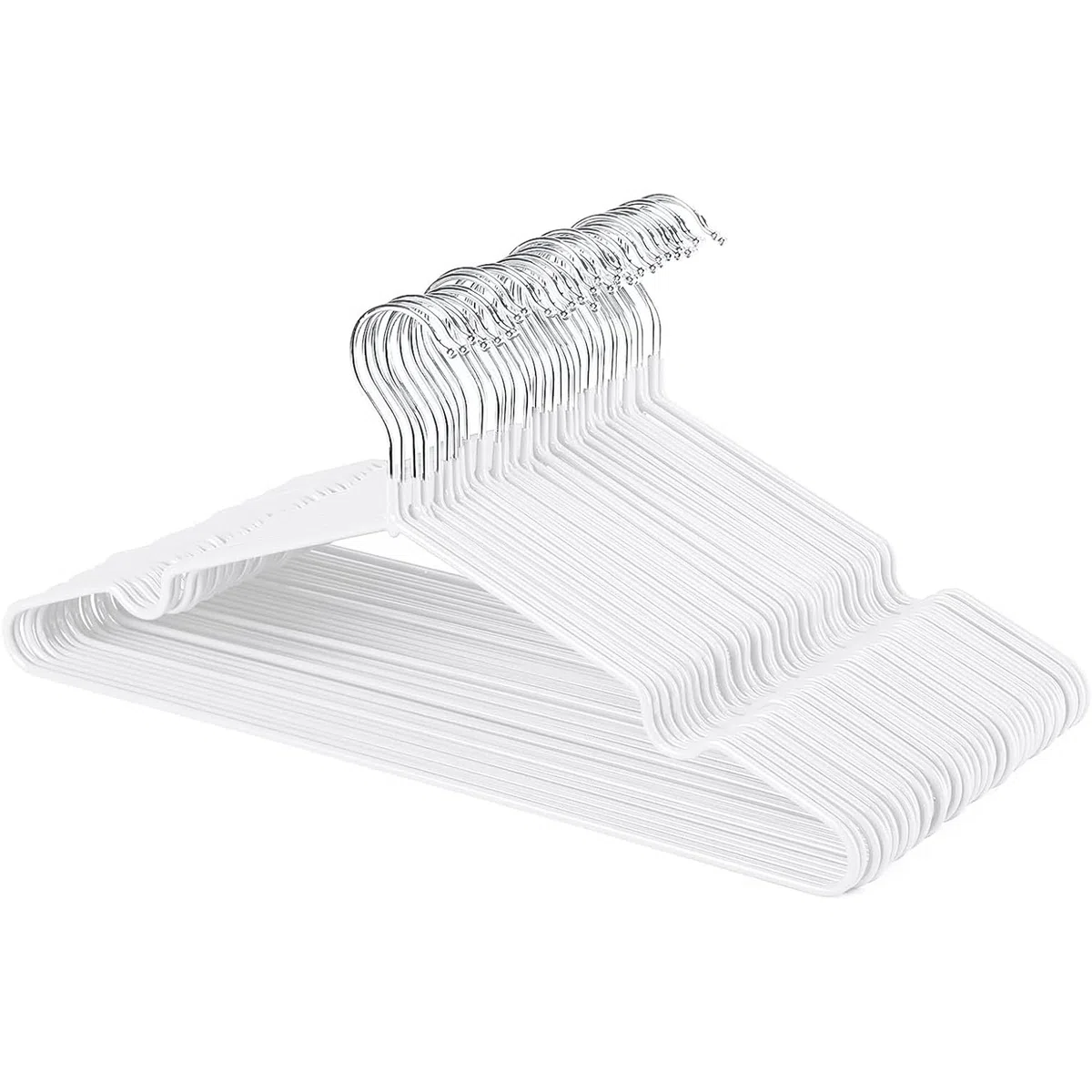 KROWN - Perchas Metálicas Blancas Antideslizantes, Resistentes y Duraderas para Chaquetas, Pantalones y Blusas (48, Blanco)
