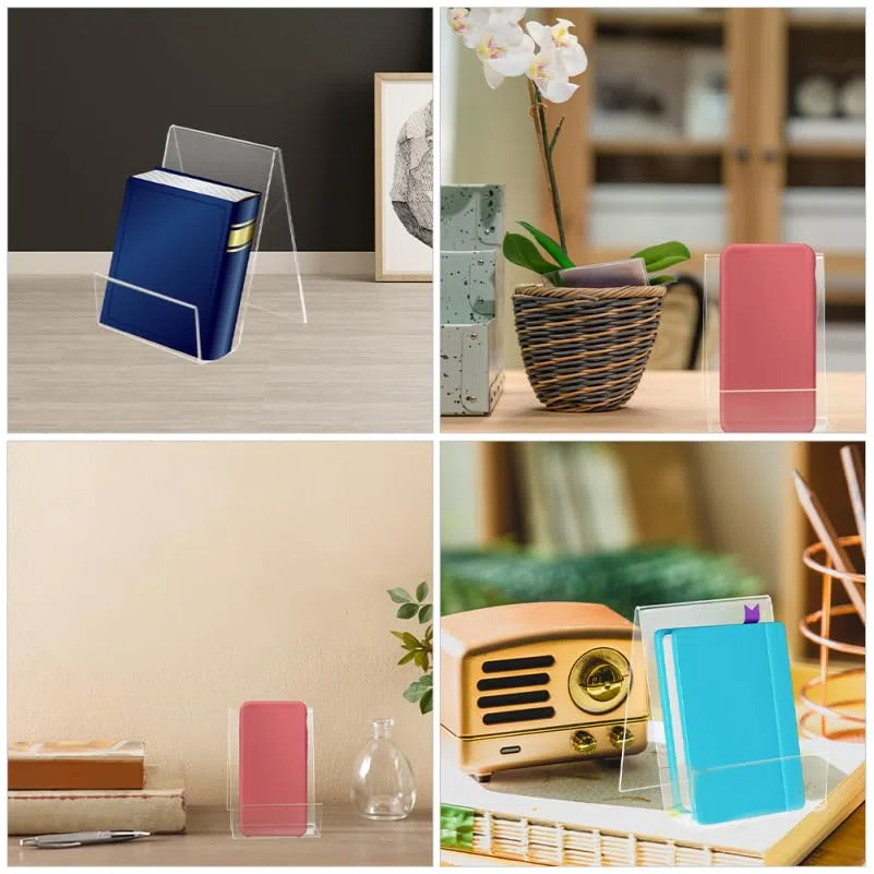 OSALADI Soporte de Libros Acrílico Transparente 6 Piezas Exhibidor Multifuncional Soporte para Tarjetas Organizador de Escritorio para Oficina y Librería