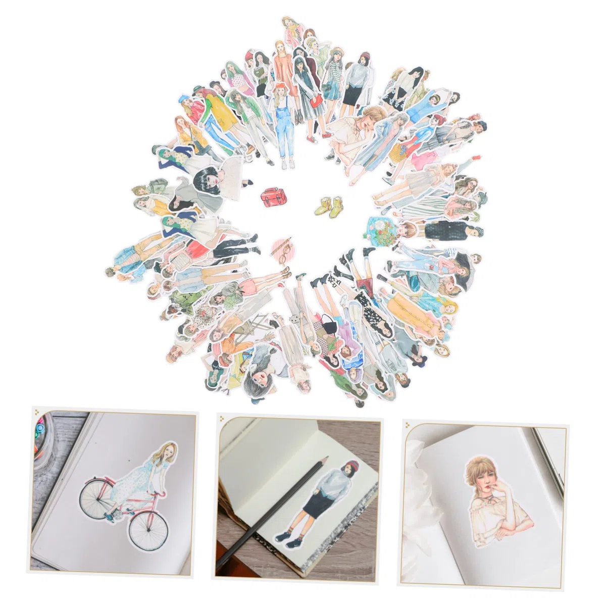 EXCEART 1080 Piezas Niña Pegatinas Álbum De Fotos Pegatinas Etiqueta Del Diario Pegatinas Para Planificador Etiqueta Engomada De Las Chicas De Moda Papel Computadora Hazlo Tu Mismo Viajar
