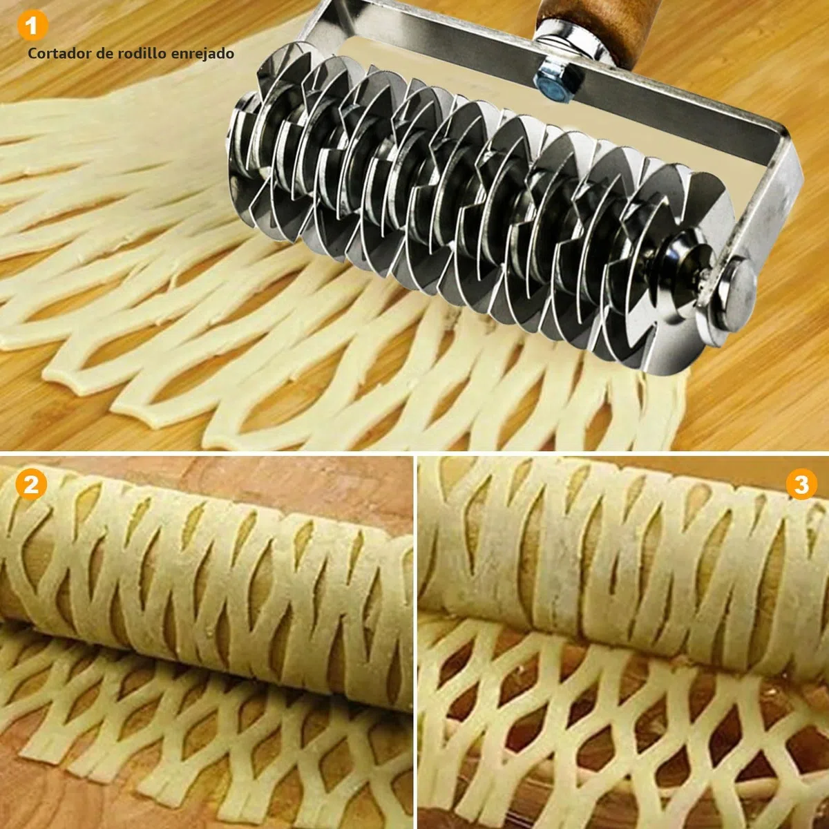 Rodillo Cortador Hojaldre, Cortador De Hojaldre Enrejado Longitud: 20,5 Cm Rodillo Rejilla Hojaldre Rodillo Para Enrejado De Masa Ideal Para Empanadas, Hojaldres, Pasteles