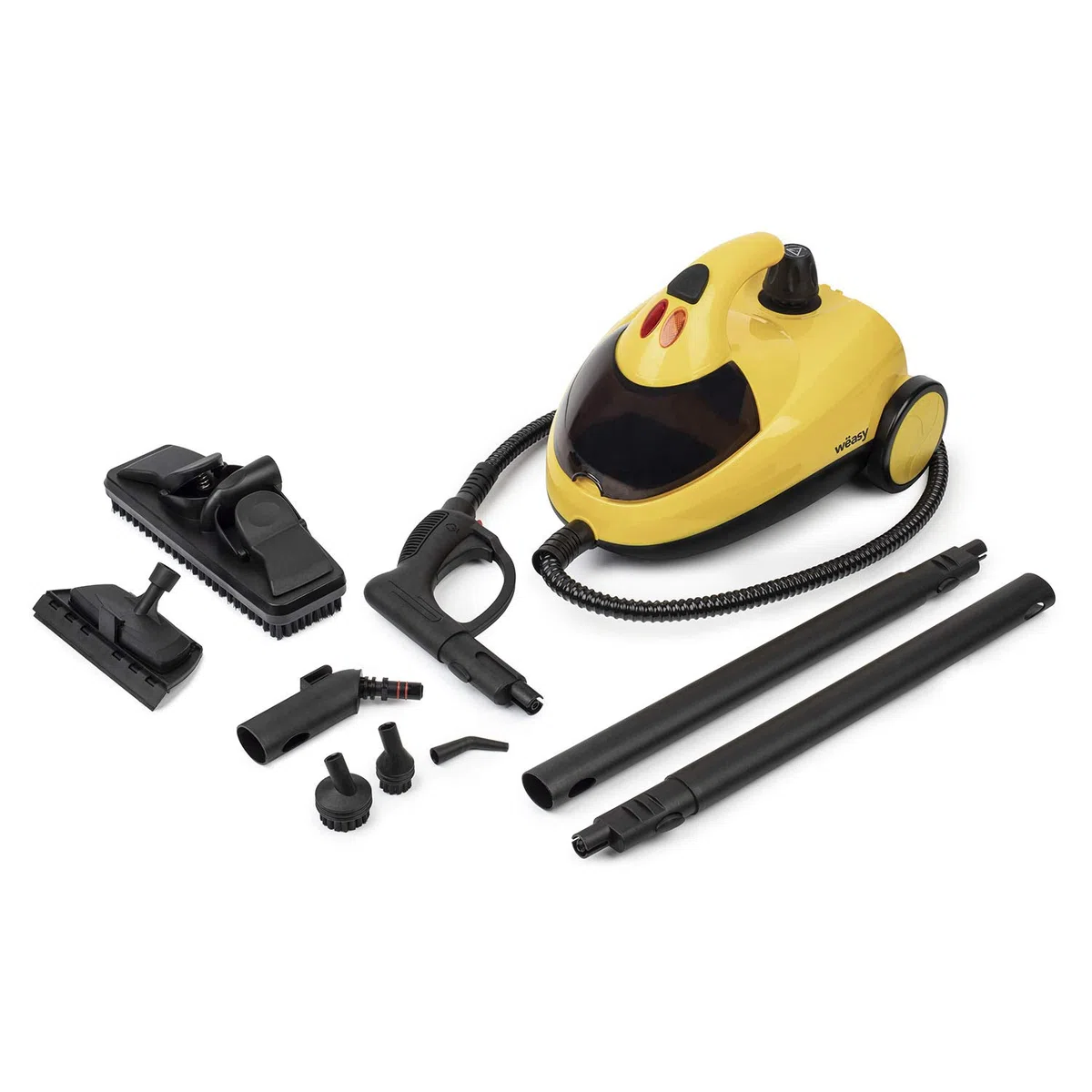 Winkel Wëasy NVP15 Limpiador a Vapor, Vaporeta 1500 W, 4 Bares, Autonomía de 45 min, Capacidad de Agua de 1.5 L, Compartimento Interno, Amarillo, Plástico