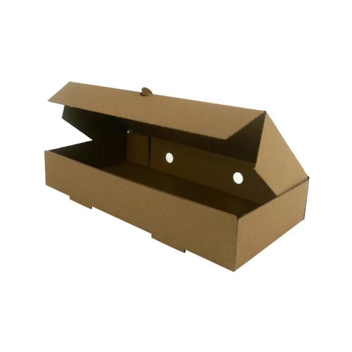 PacknWood - 100 Caja Rectangular Kraft Cartón | 30,0x15,0 cm | Hostelería Catering, Desechable, Ecológico, Delivery Take Away