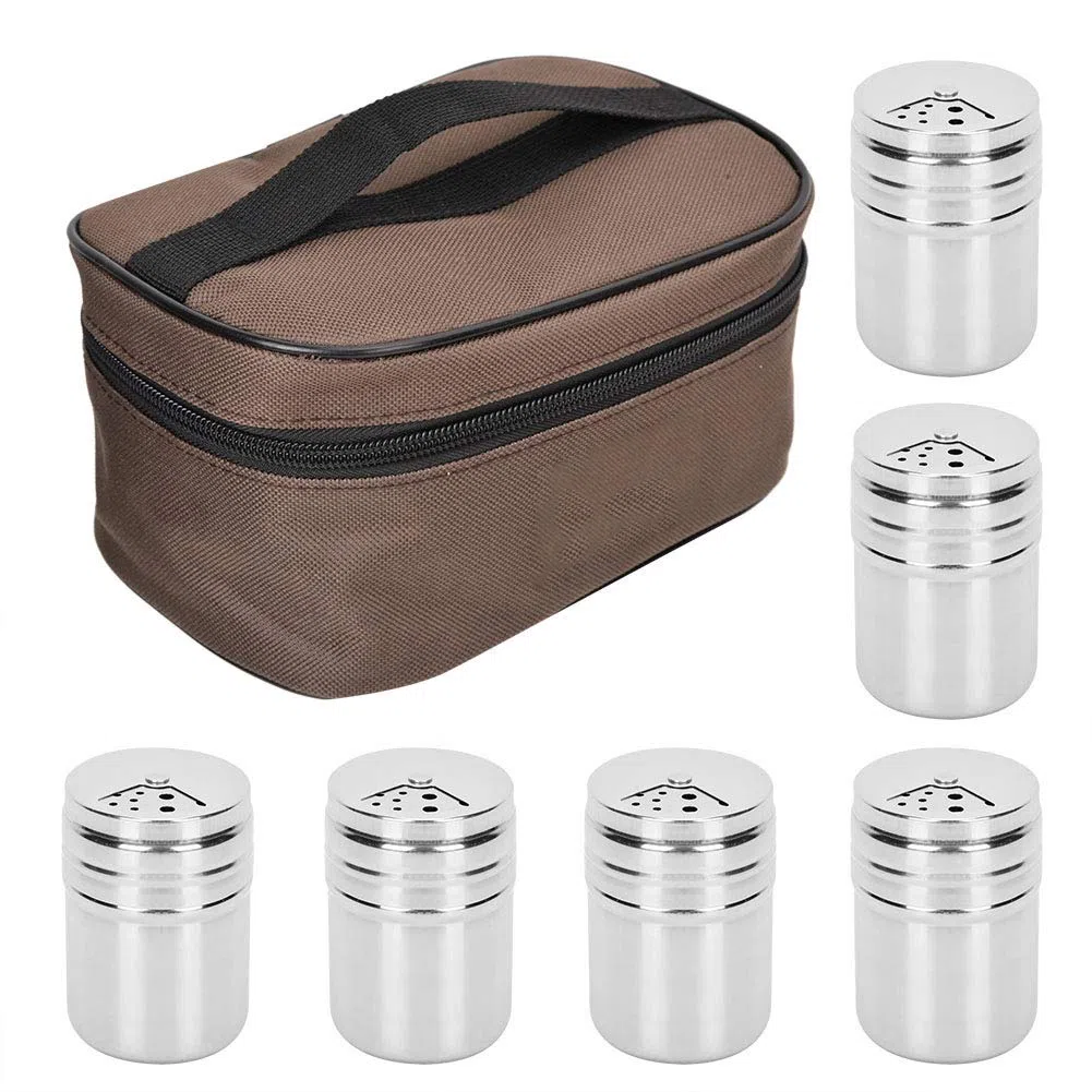 Tissting Botes Especieros Sazonadores, 6 Piezas Acero Inoxidable con Bolsa Cocina Exterior Acampada BBQ