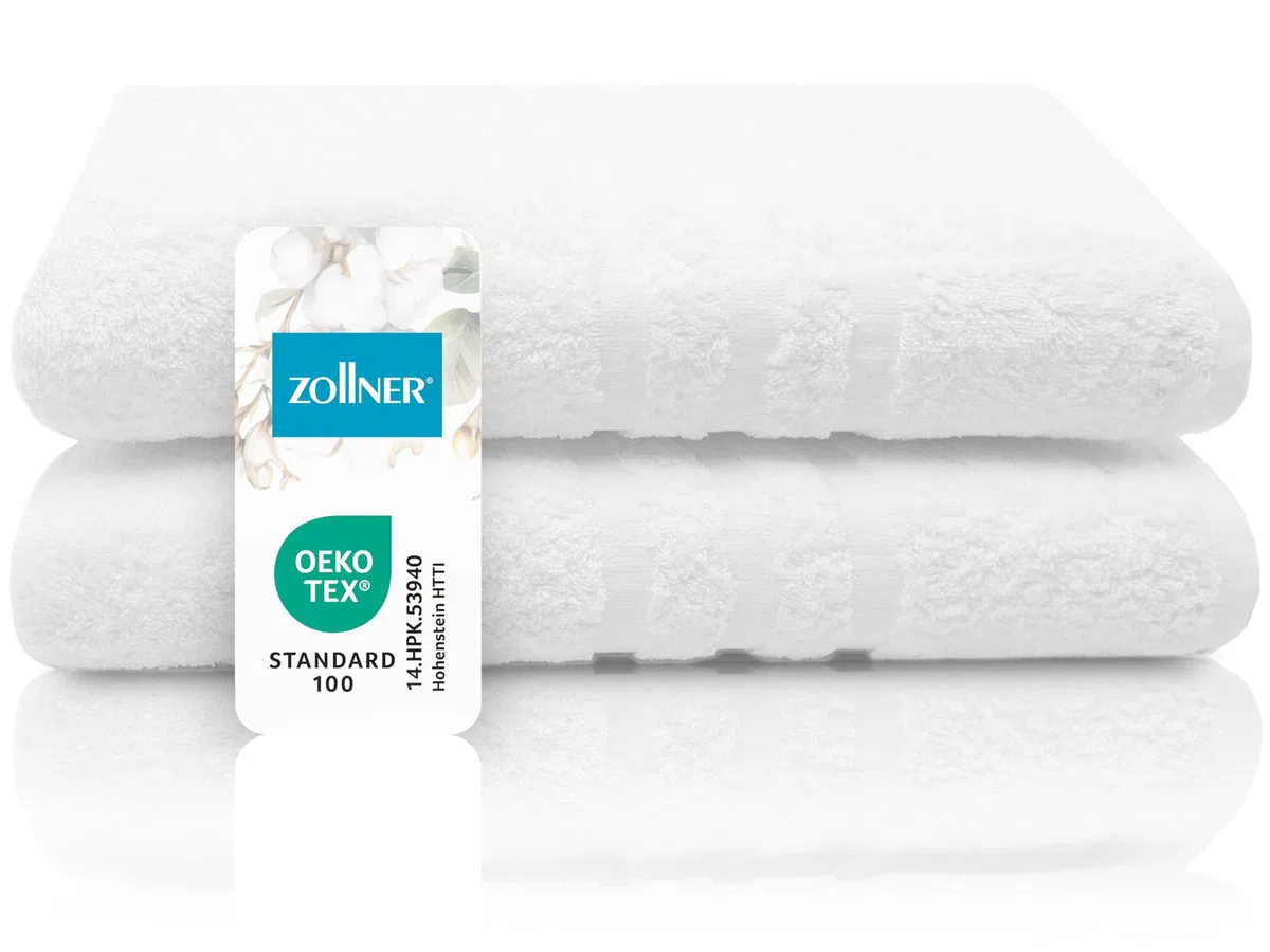ZOLLNER 2 Toallas de baño Grandes 100% algodón, 100x150 cm, Blancas, 450 g