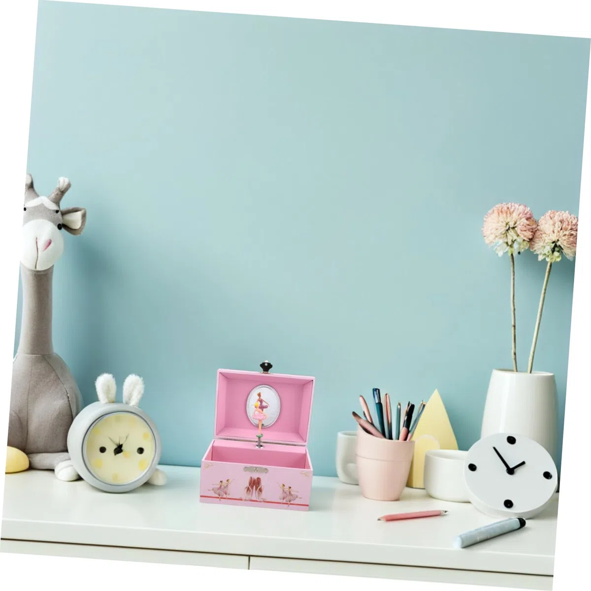 Gatuida Caja de Música Delicada en MDF con Bailarina Giratoria para Niñas Joyero Musical Rosa Almacenamiento de Joyas Adecuado para Habitación Infantil