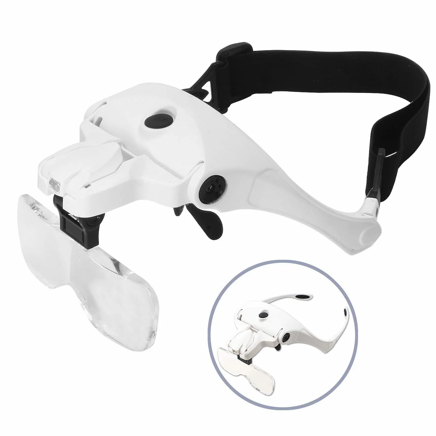 Lupa con Luz para Trabajar de Cerca, Visor de Lupa Recargable Iluminado Montado en Cabeza con 2 LED Lupa de Joyero y Diadema Intercambiable para Lectura, Trabajo Joyería, Reparación Relojes