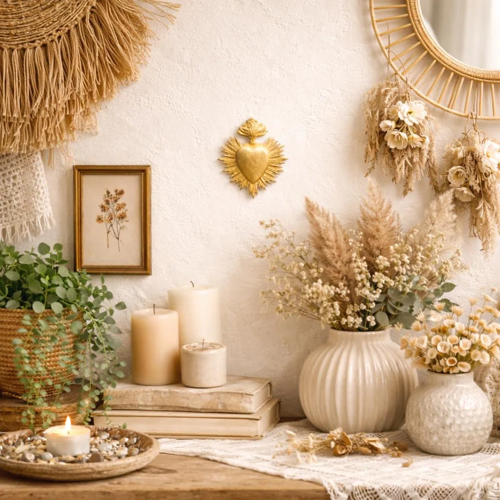 chehoma Ex-voto Corazón dorado de resina, decoración religiosa para dormitorio, montaje en pared