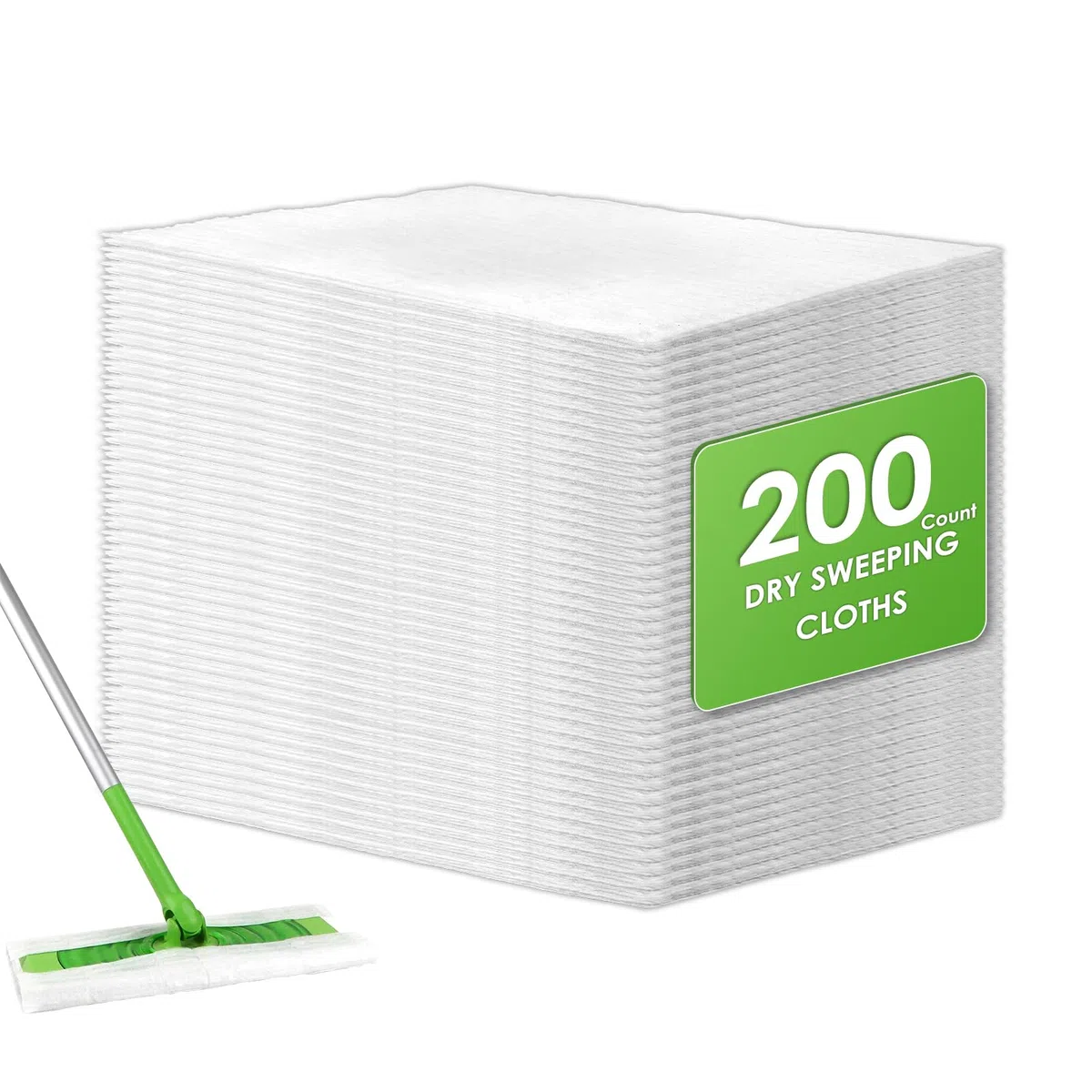 (200 unidades) Paños Desechables Para Barrer en Seco Compatibles con Swiffer Sweeper, Recambios de Mopa en Seco Para Barredora, Mopas en Seco para Fregar y Limpiar Suelos, Paños Electrostáticos