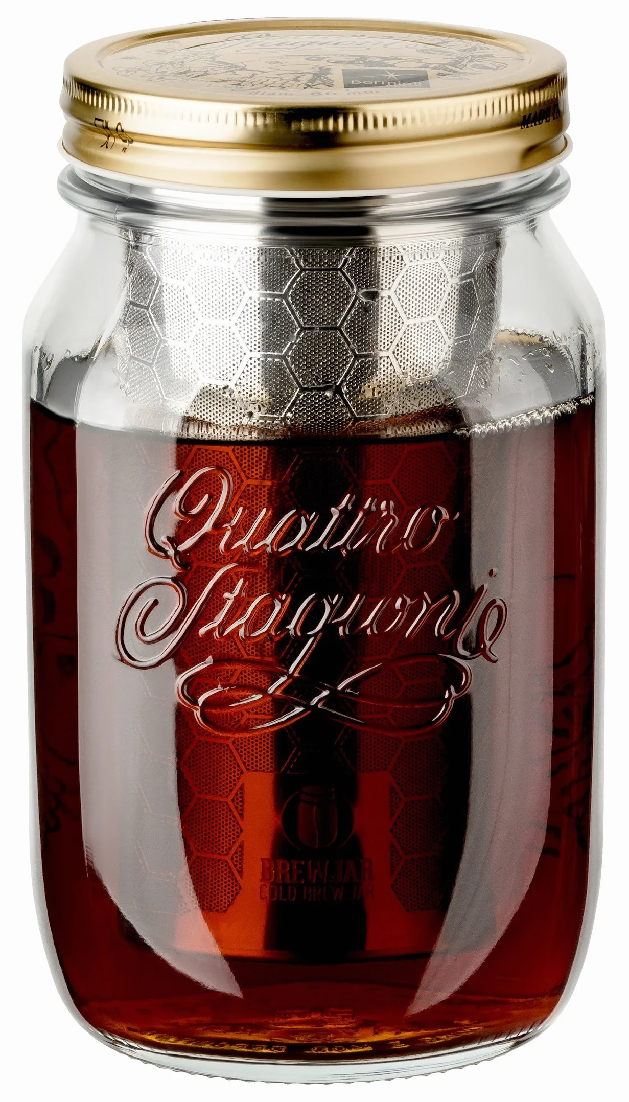 dripdrip Brewjar Cold Brew Coffee Jar, cafetera profesional para café frío – libre de plástico, filtro ultrafino de doble capa de acero inoxidable (1 litro)
