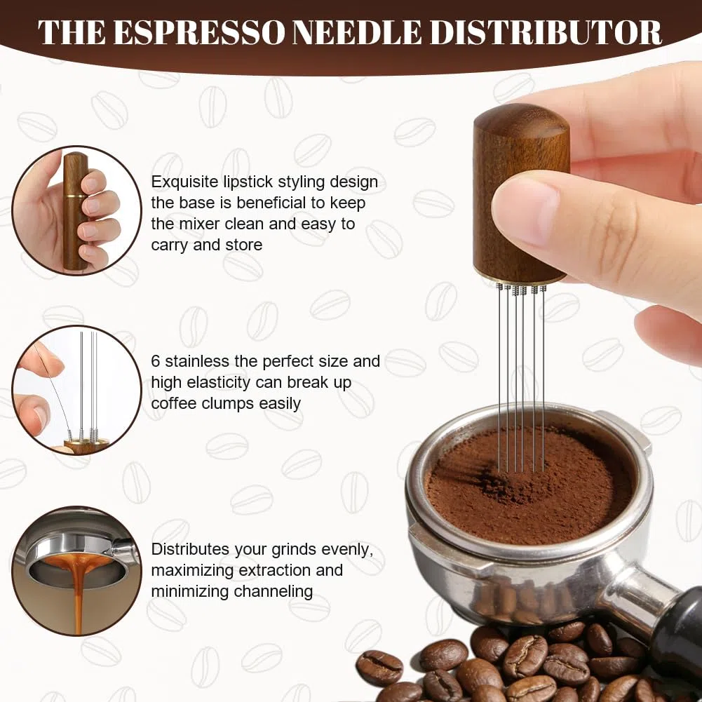 Vicloon Juego Café Tamper, 51mm Prensador Café 304 Acero Inoxidable 23 Piezas Profesional con Jarra de Leche 350 ml Agitador Aguja Plantillas Lápiz para Arte Latte Cuchara Toalla de Barista Tapete