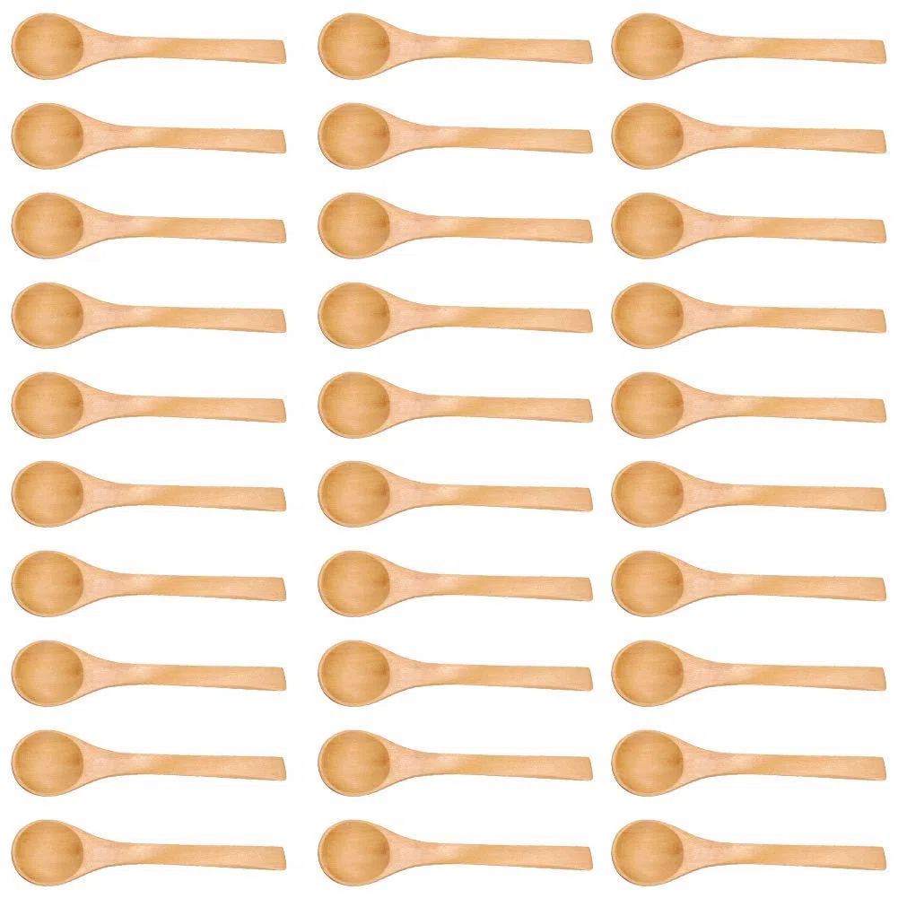 30 unids Mini Cuchara De Madera Hecha A Mano, Cucharas Helado Azúcar Miel Café Cucharillas para niños Pequeño