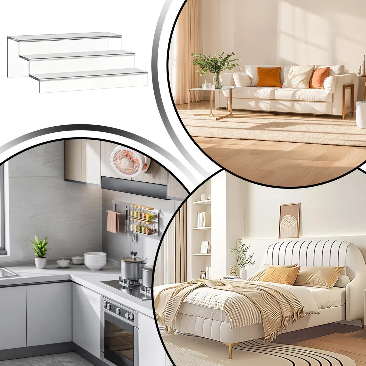 Organizador para Latas en Despensa 3 Niveles Expandible con Asas | Organizador para Conservas en Encimera Para Cocina Hogar Maquillaje Comida Condimentos y Perfume