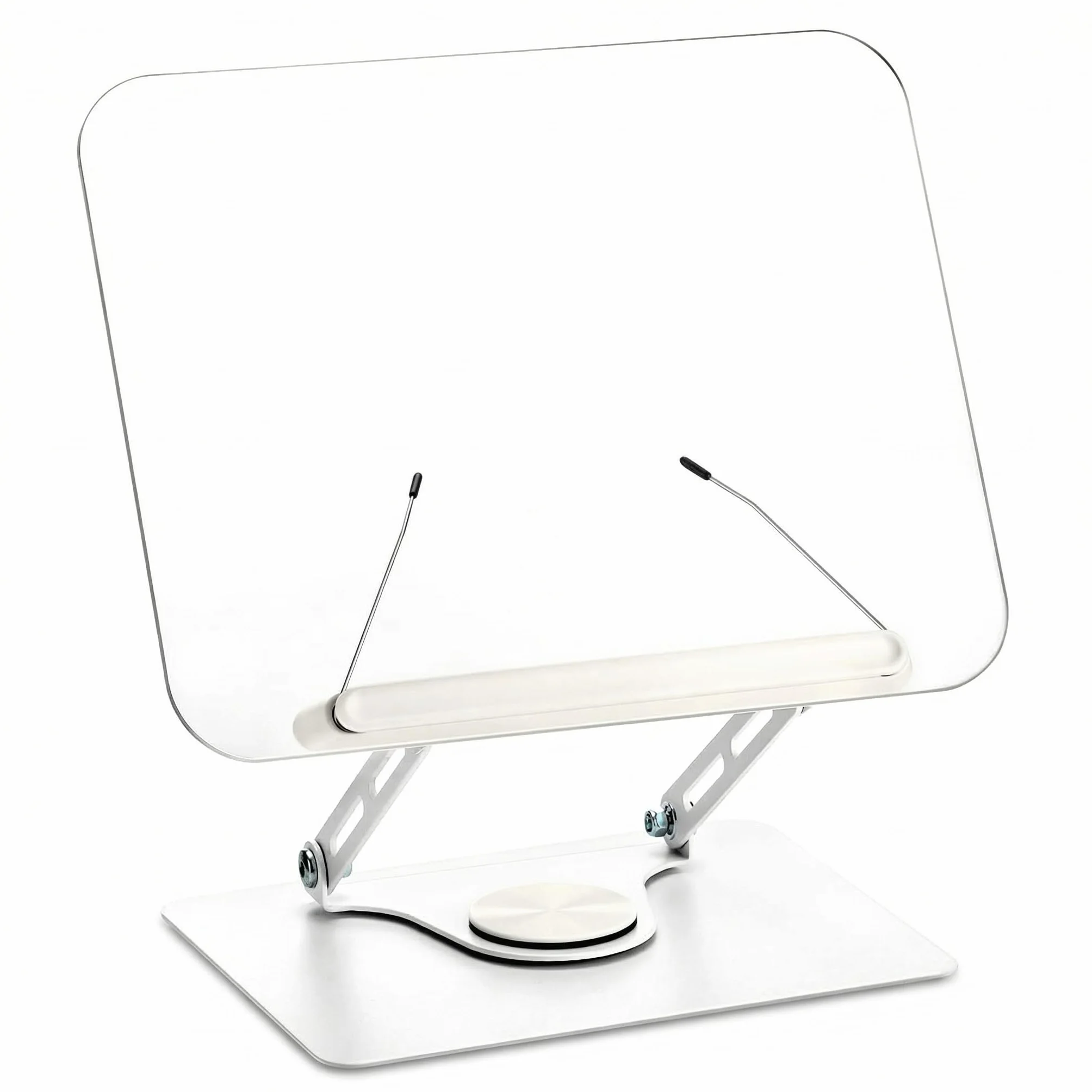 QWORK® Soporte para libros soporte de lectura giratorio 360° y plegable, ángulo y altura ajustable, capacidad de carga aprox. 5 kg, compatible con teléfonos móviles, tabletas y portátiles.