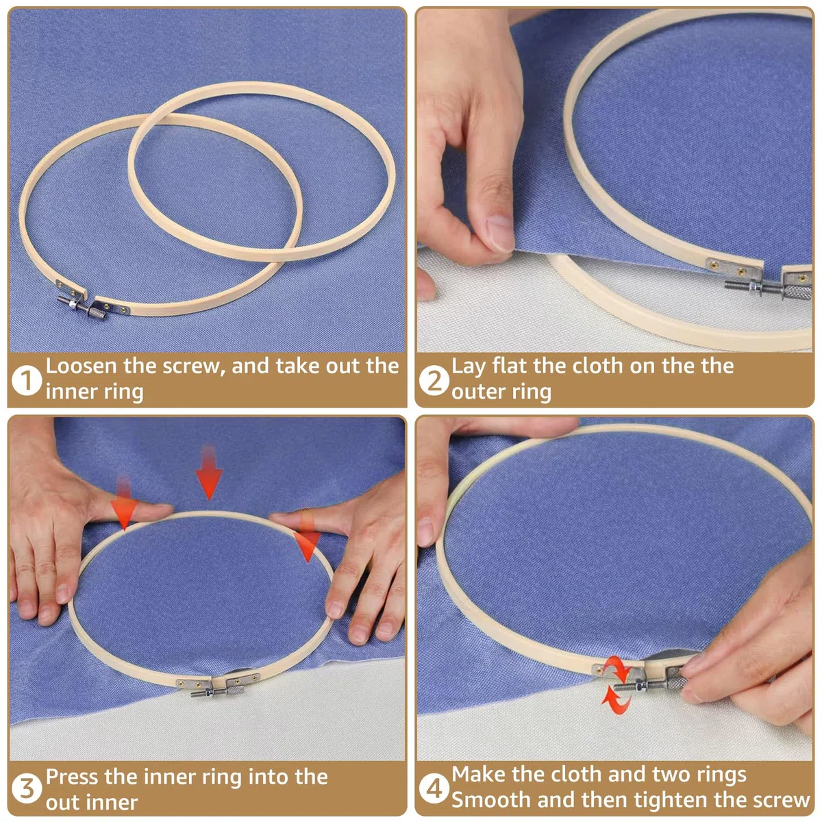 JMIATRY 12 Piezas 26cm bastidor para bordar, bastidor punto de cruz, punto de cruz para Manualidades Costura a Mano