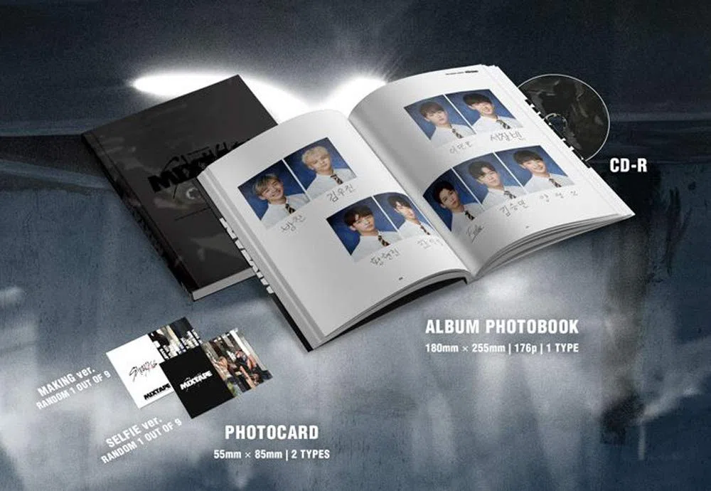 JYP Ent Stray Kids Mixtape Pre Debut Album CD+Photobook+Making Ver. Photocard+Selfie Ver. Photocard+(Extra 4 Photocards+1 Double-Sided Photocard+Pocket Mirror)