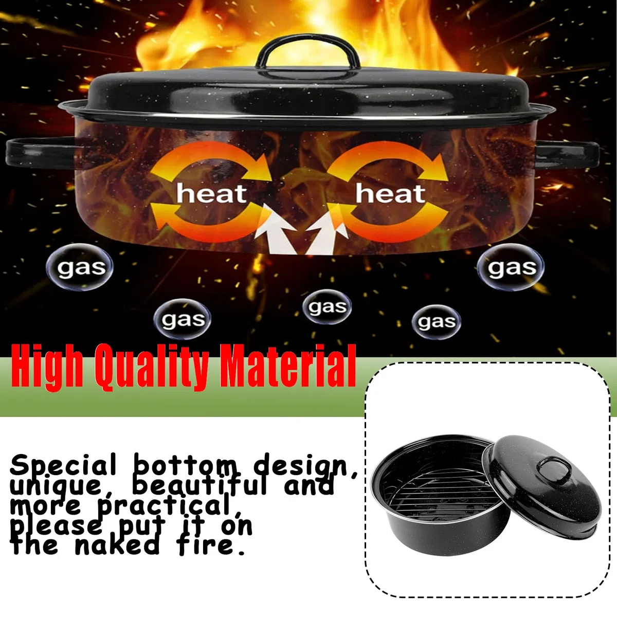 Olla de barbacoa portátil, olla para parrilla de carne y batata con tapa para uso doméstico, cocina de encimera redonda, máquina de cocina