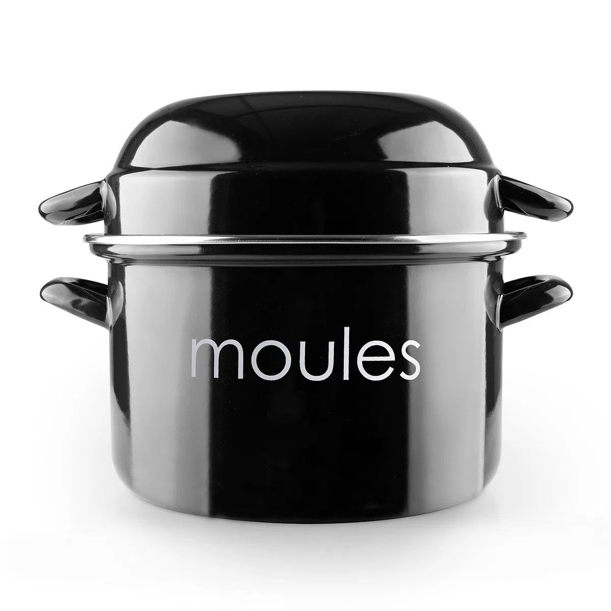 IBILI - Olla para mejillones negra, 22 cm, Acero esmaltado, Apta para induccion