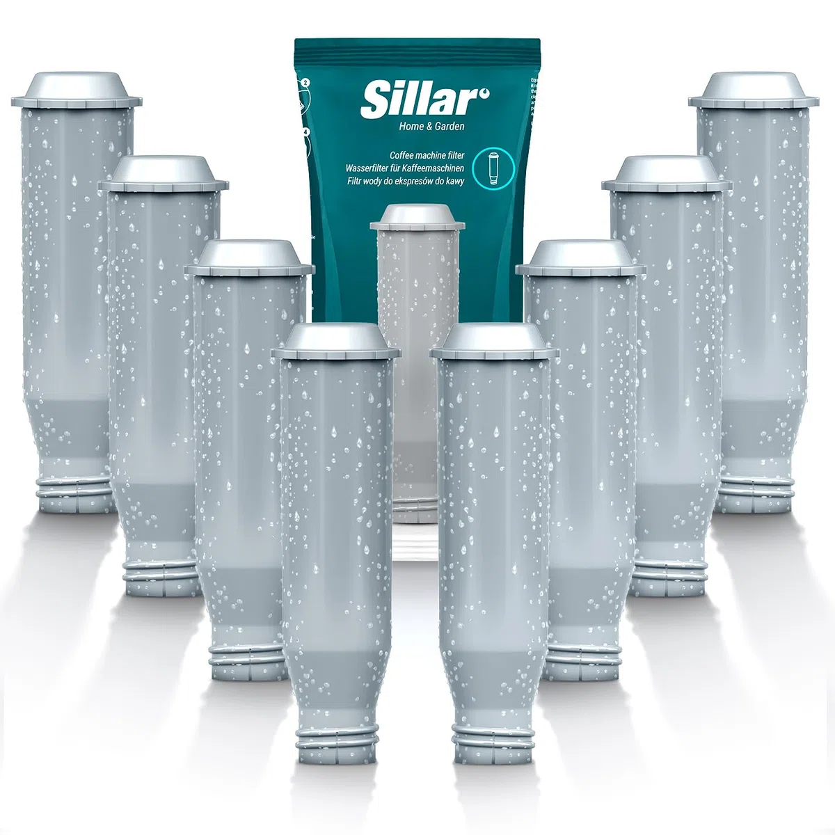 Sillar Filtro de agua de repuesto para cafeteras – compatible con Krups F088 NIRF700 Pro Aqua, Nivona y Melitta | Cartucho de carbón activo, pack de 8 | Aumenta la vida de la máquina