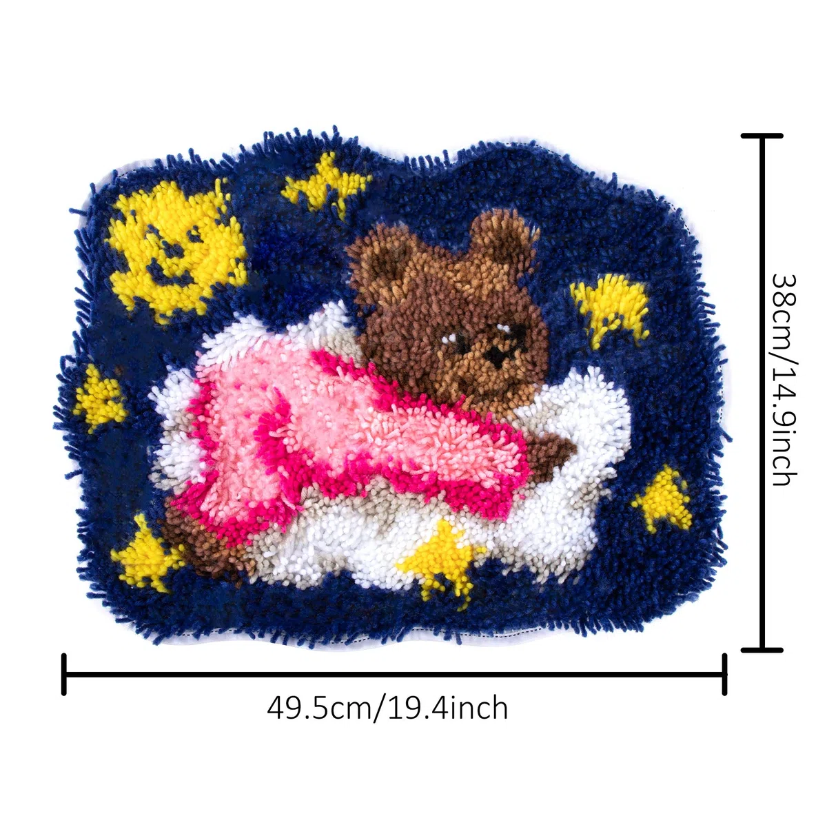HOLEMZ Kit de Alfombra de Gancho Patrón Animal Soportar Bordado Punto de Cruz Cojín Decoración para El Hogar 19,4 x 14,9 Pulgadas
