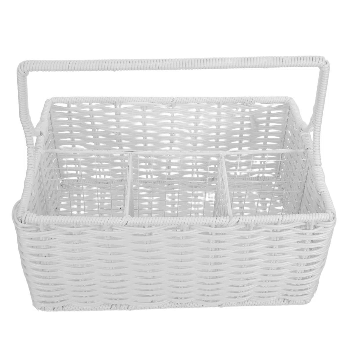 Angoily Cesta Organizadora para Cubiertos con Compartimentos Múltiples Cesta Tejida de Organizador Portátil para Utensilios de Cocina para Tenedores y Uso Doméstico y Picnic