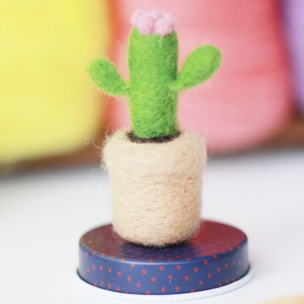LALAFINA Kit De Fieltro De Aguja Para Manualidades Cactus Mini Decoraciones De Lana Para Hogar Y Niños Materiales De Inicio Diy Para Bricolaje Creativo