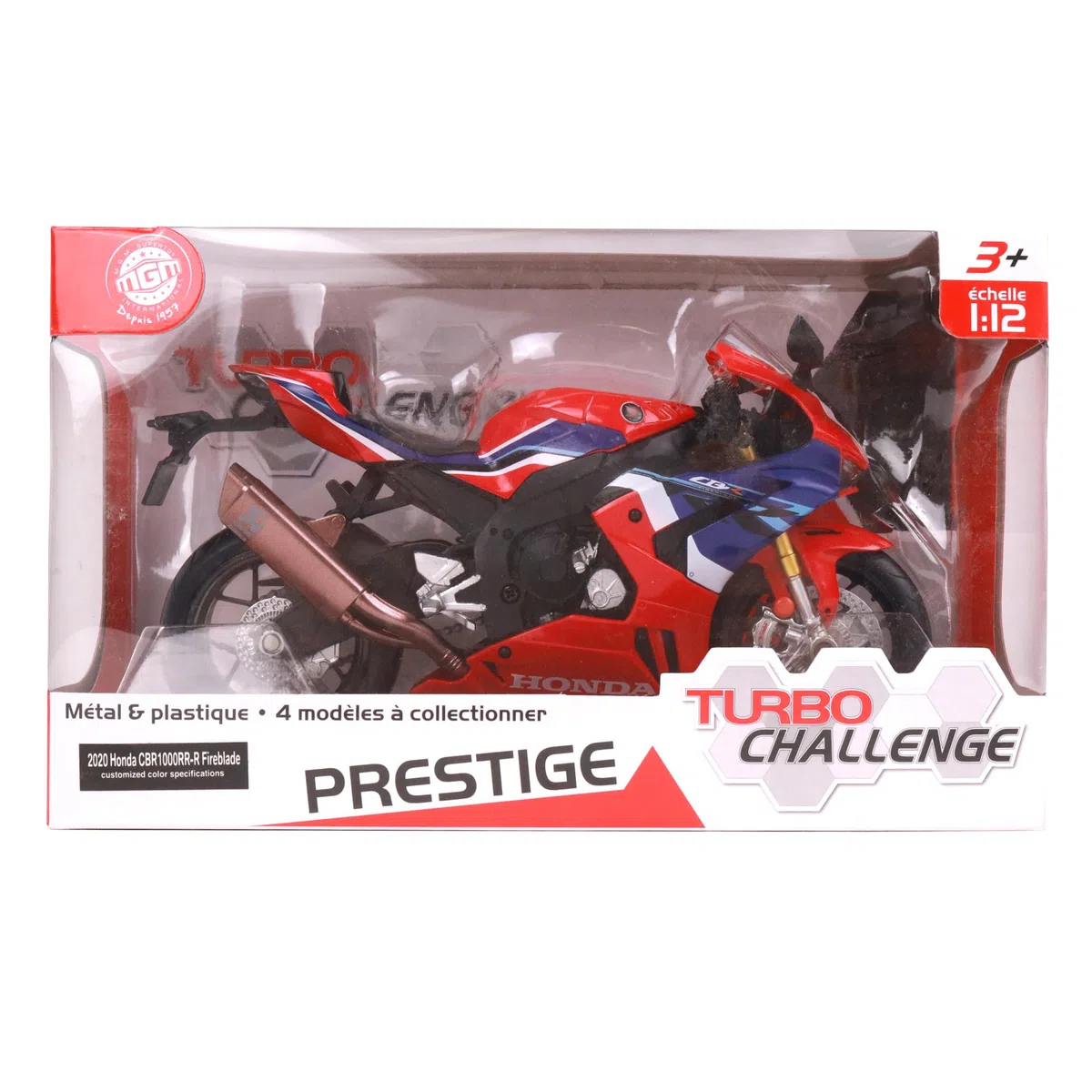 TURBO CHALLENGE - Moto Honda CBR1000RR-R - Fundido a presión - 029925-1/12 - Vehículo de Ruedas Libres - Rojo - Metal - Juguete para niños - Regalo - A Partir de 3 años