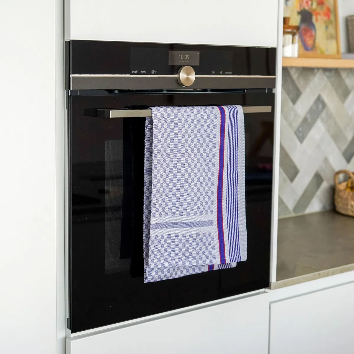 ZOLLNER 10 Trapos de Cocina Grandes, algodón, 50x100 cm, a Cuadros Azules