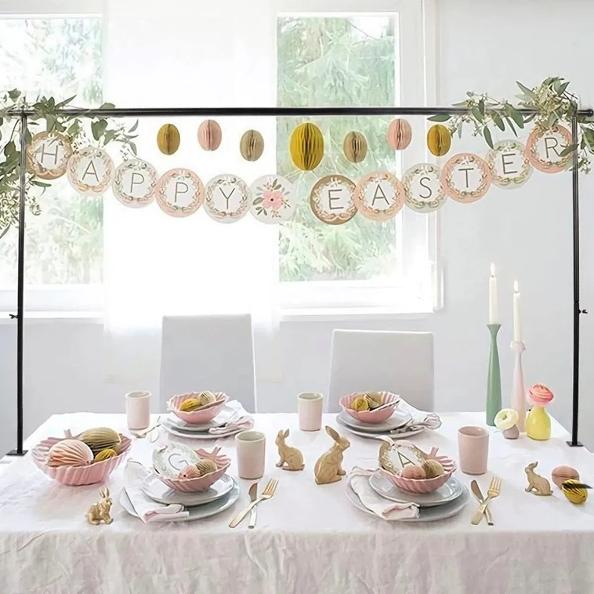 Soporte de varilla sobre la mesa con abrazaderas, marco de arco de hierro ajustable para decoración de fiesta de cumpleaños de boda, decoración de globo negro para el hogar