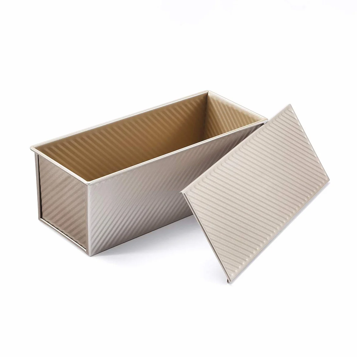 Monfish pullman - Molde pan tapa deslizable acero aluminio 1000 g champán dorado antiadherente 34x13,5x12 cm