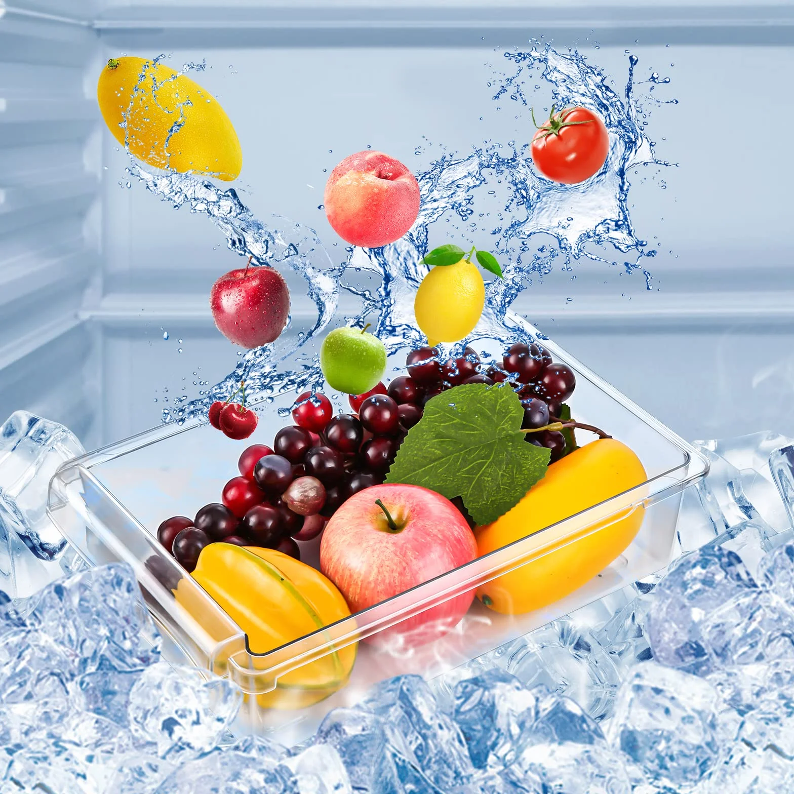 Organizador De Cajones para Nevera, Diseño único Extraíble Y Extensible, Estante y Contenedor De Frutas Y Verduras.(2 Pack)