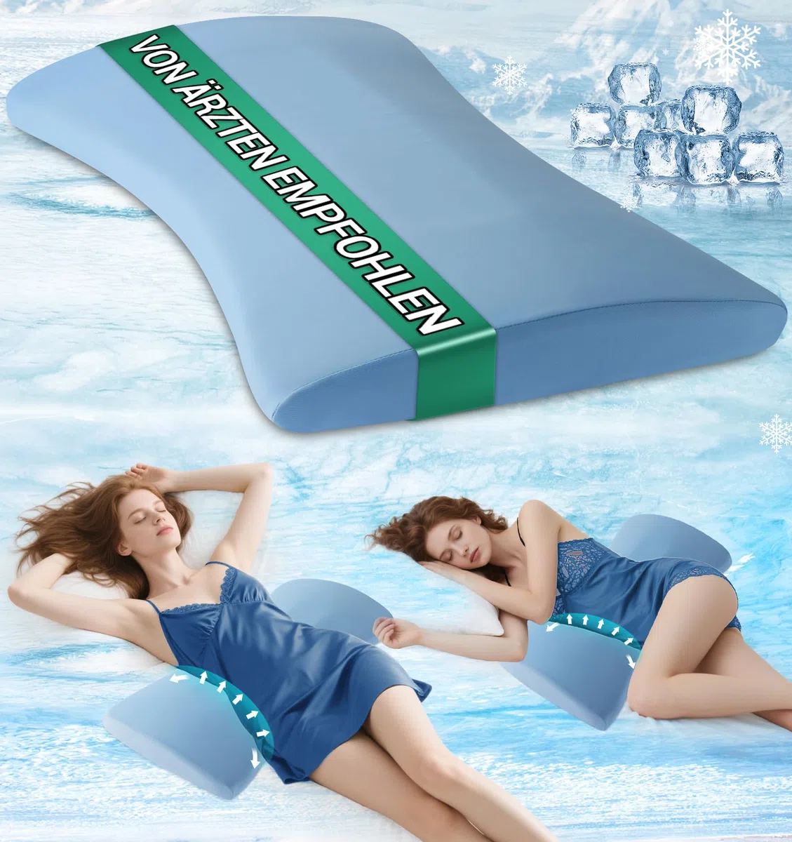 Cojín lumbar ortopédico ergonómico de espuma viscoelástica para la espalda y el sofá – Alivio en la espalda baja – Funda extraíble lavable