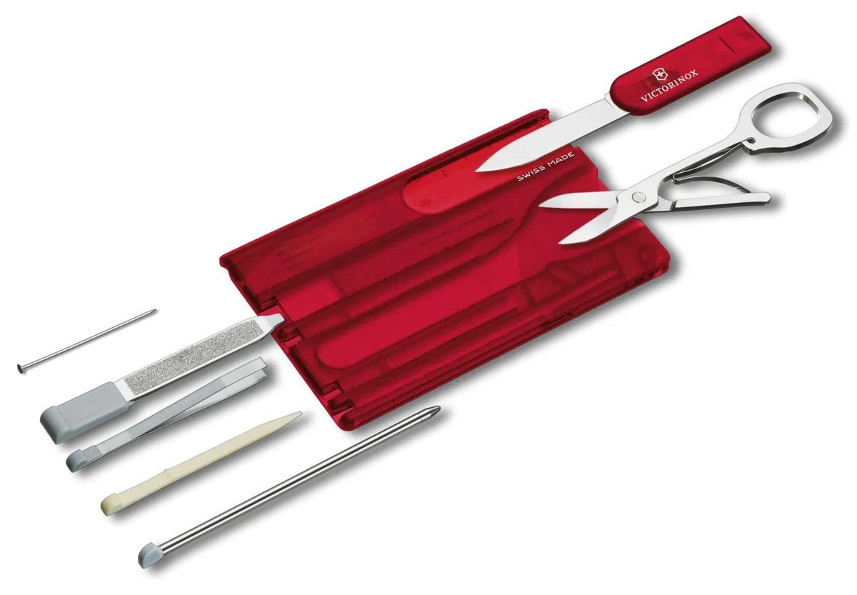 Victorinox Swiss Card Classic, Herramienta de bolsillo Swiss Made, Tamaño Tarjeta de Crédito, 10 Funciones, Bolígrafo, Tijeras