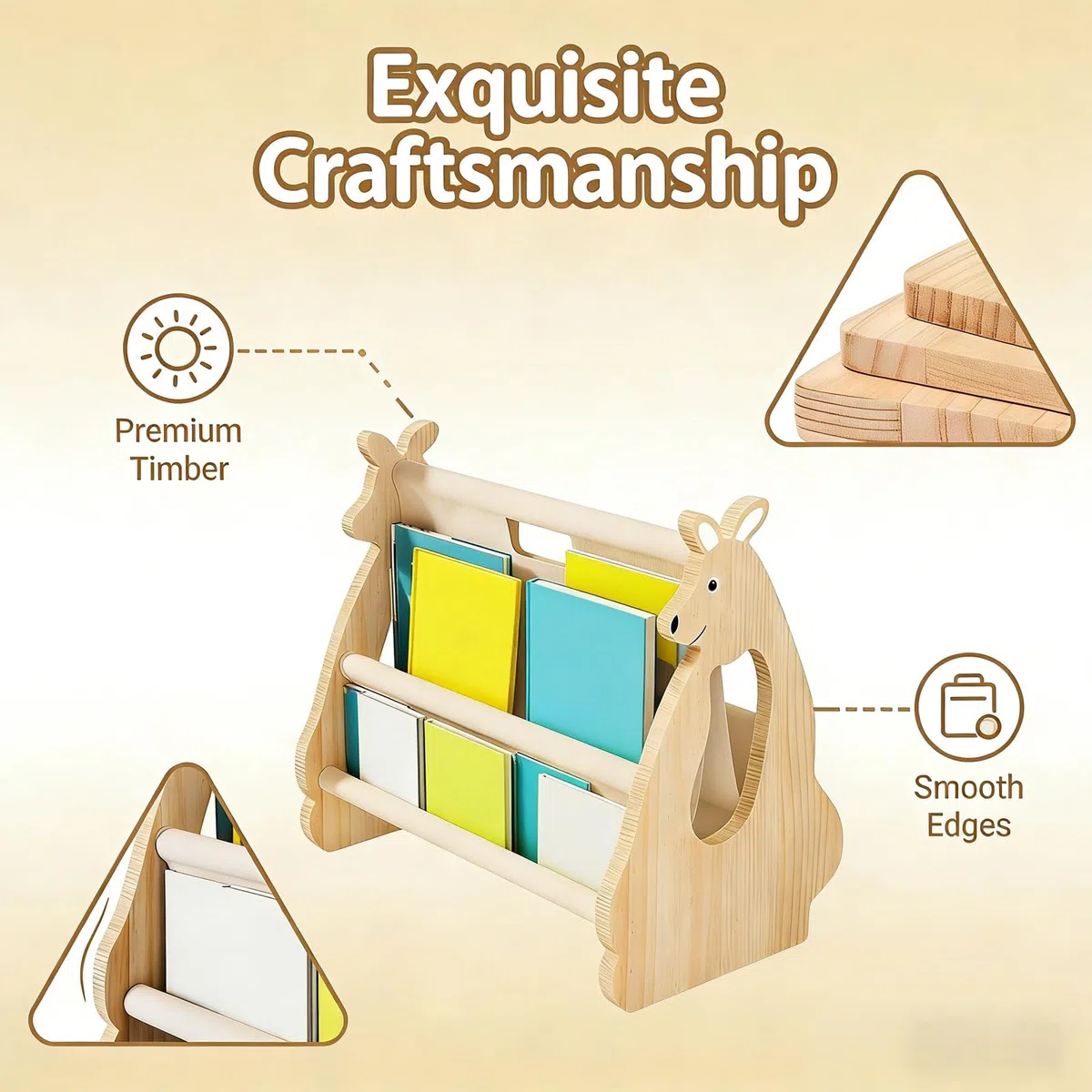Estantería para niños, estantería de madera de doble cara con asa, organizador de libros para habitación de los niños, estantería para habitación de niños, estantería para habitación infantil, sala de