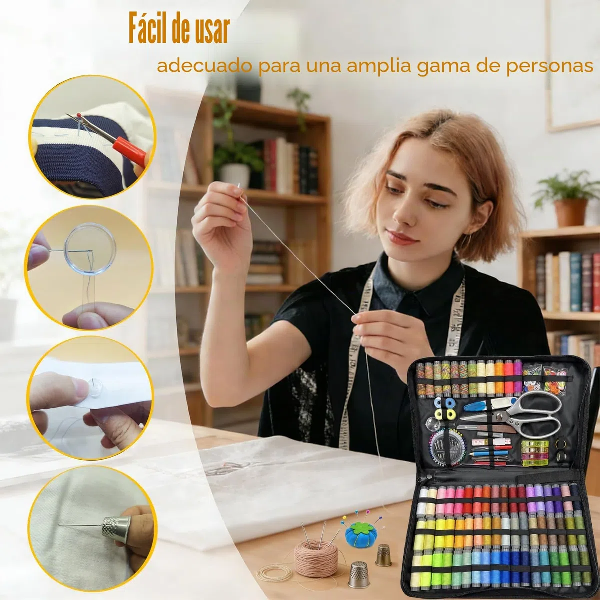 Kit de Costura Hilo de 66 Colores, 305 Accesorios de Costura Profesional, Incluye Agujas, Hilo, Tijeras, Botones y Más para Adultos, Principiantes, Hogar, Escuela, Viajes, Bricolaje, Emergencia