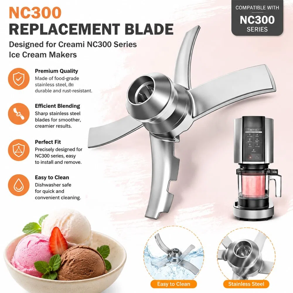 Hoja de Repuesto Compatible con Máquinas Ninja Ice Creami Serie NC300, Acero Inoxidable accesorios de repuestos compatibles con Ninja Creamerizer NC301, NC300, NC201, NC205, NC101 (NC300)