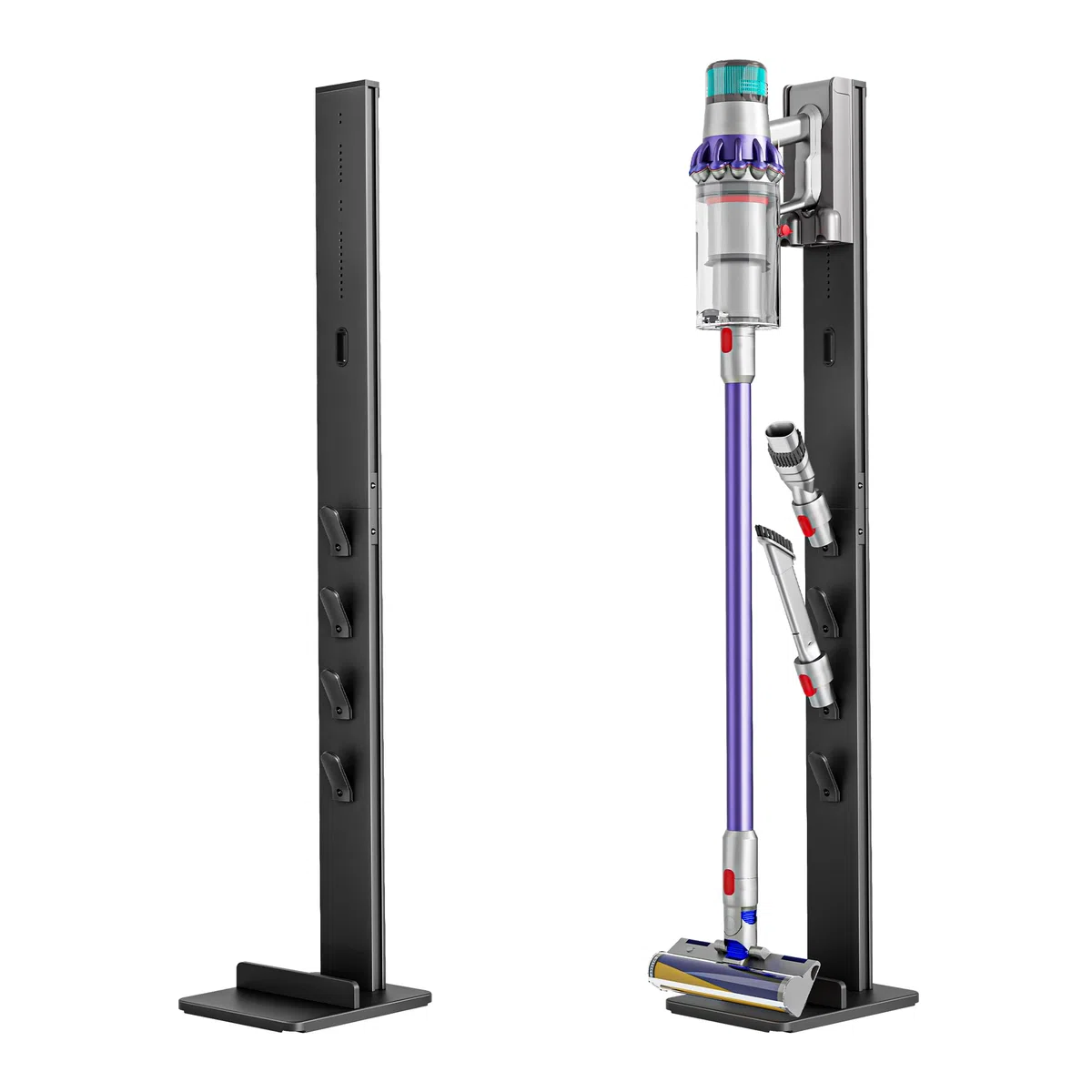PEGZONE Soporte Aspiradora para Dyson Gen5 V15 V12 V11 V10 V8 V7 Negro | Compatible con Dyson, Soporte con 4 Ganchos, sin Taladrar, Guarda la Aspiradora y Todos los Accesorios