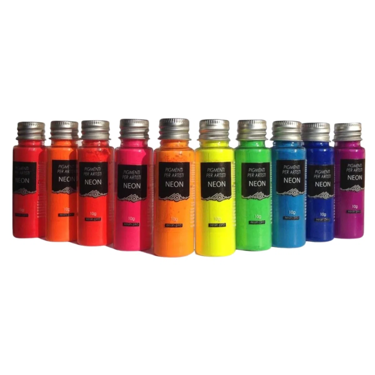 Resin Pro - Pigmentos de neón - Kit de pigmentos impresionantes mixtos, compatibles con resinas epoxi, poliuretano, acrílico, pintura, creación artística, Decoupage - Multicolor, 10 x 10 gr