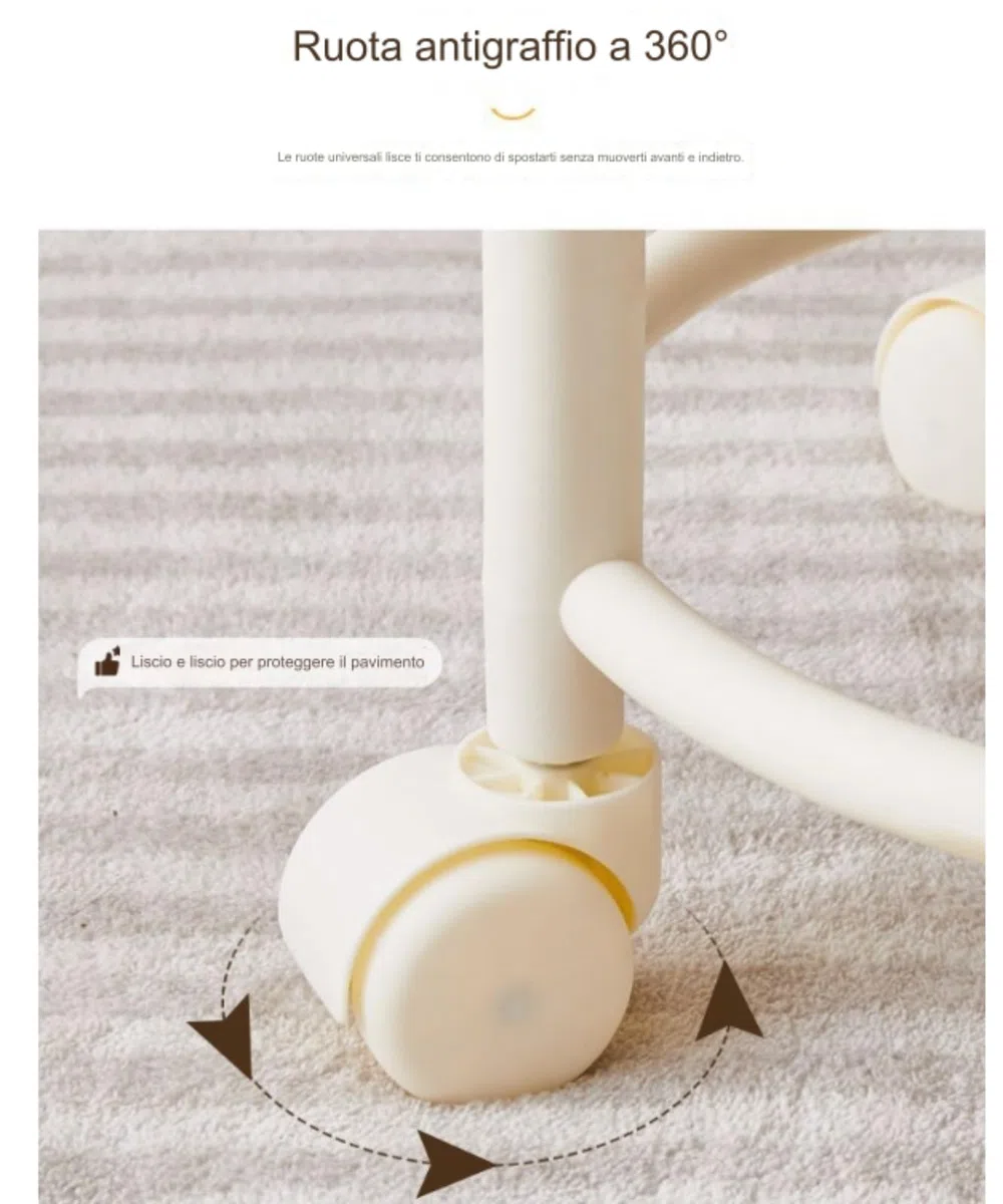 Taburete pequeño con ruedas para pedicura, giratorio y ajustable a 360 grados, para el aseo de spa y el hogar (beige)