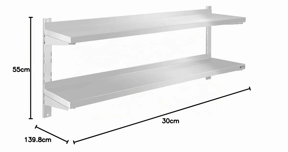Royal Catering - RCWR-140.2 - Estante metálico para Cocina - 2 baldas - 140 cm