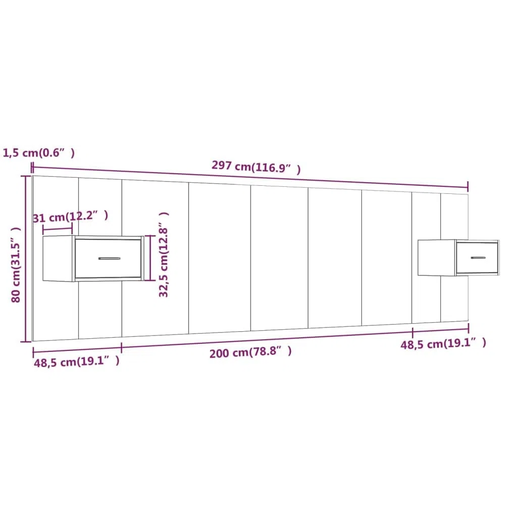 vidaXL Cabecero de Cama Cabezal Dormitorio Estructura Habitación Mobiliario Muebles Decoración Adorno con Mesitas Madera Contrachapada Blanco