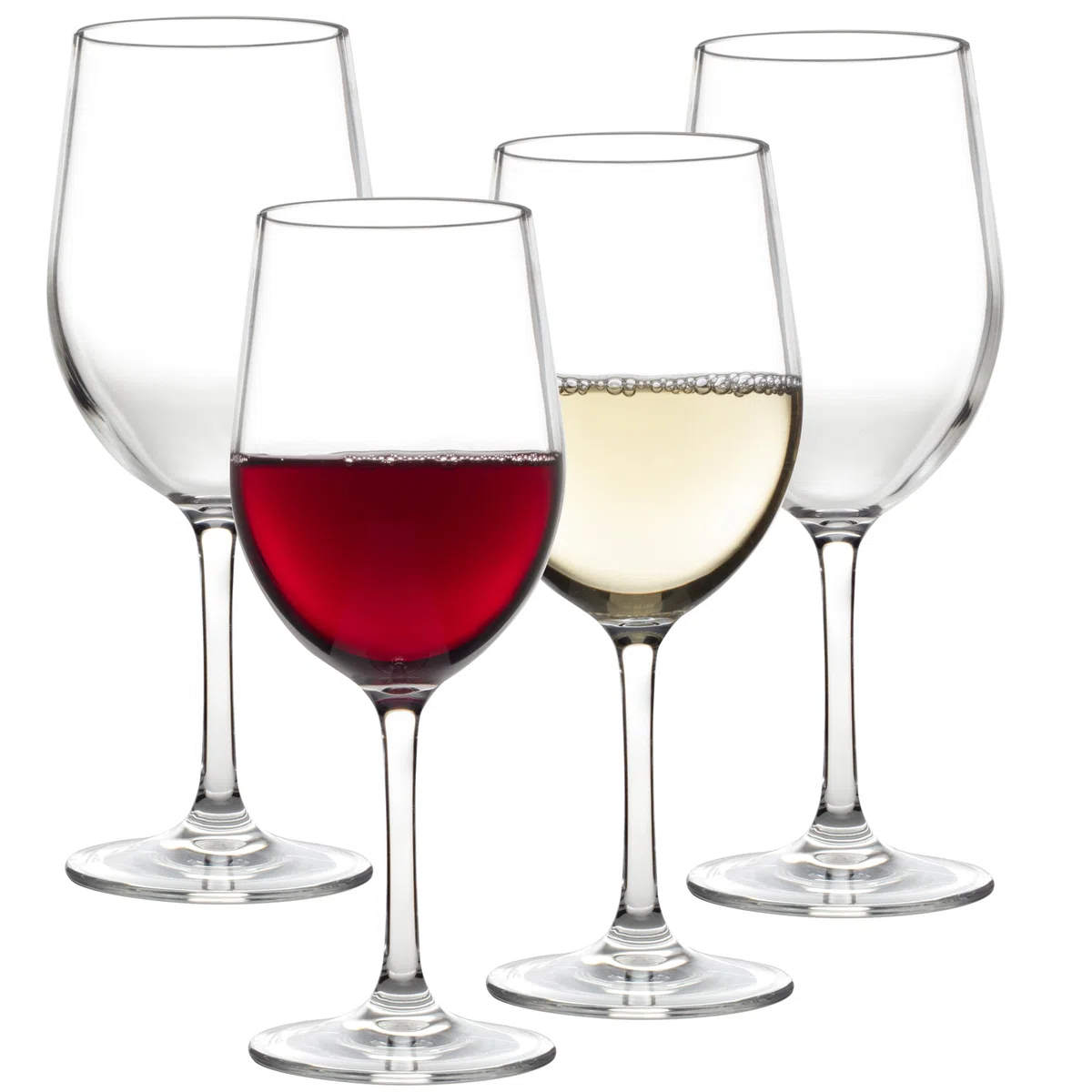 Copas de vino irrompibles con tallo, 12 onzas, 100% tritan, inastillables, reutilizables, aptas para lavavajillas (juego de 4), vasos para interiores y exteriores, gran regalo de vacaciones y bodas
