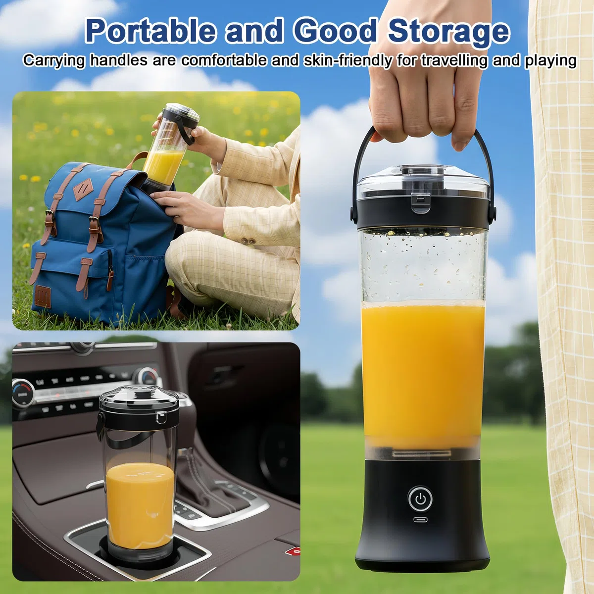 Licuadora portátil para batidos y smoothies,TOPESCT 500ml mini licuadora personal recargable por USB con 6 cuchillas ultra afiladas para viajes,oficina y deportes(Negro)