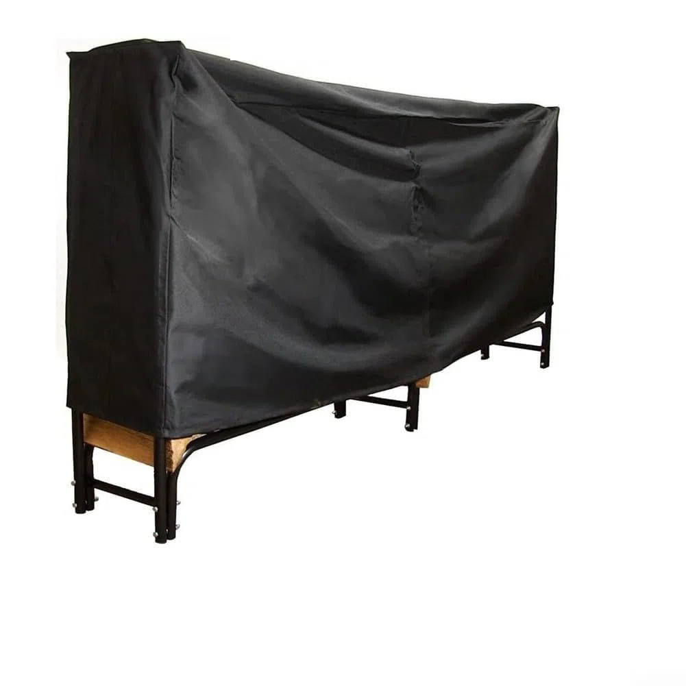 Cubierta para leña de 8 pies, impermeable, resistente al agua, tela de PVC Oxford, protector de soporte de madera para exteriores con asas reforzadas y rejillas de ventilación dobles para