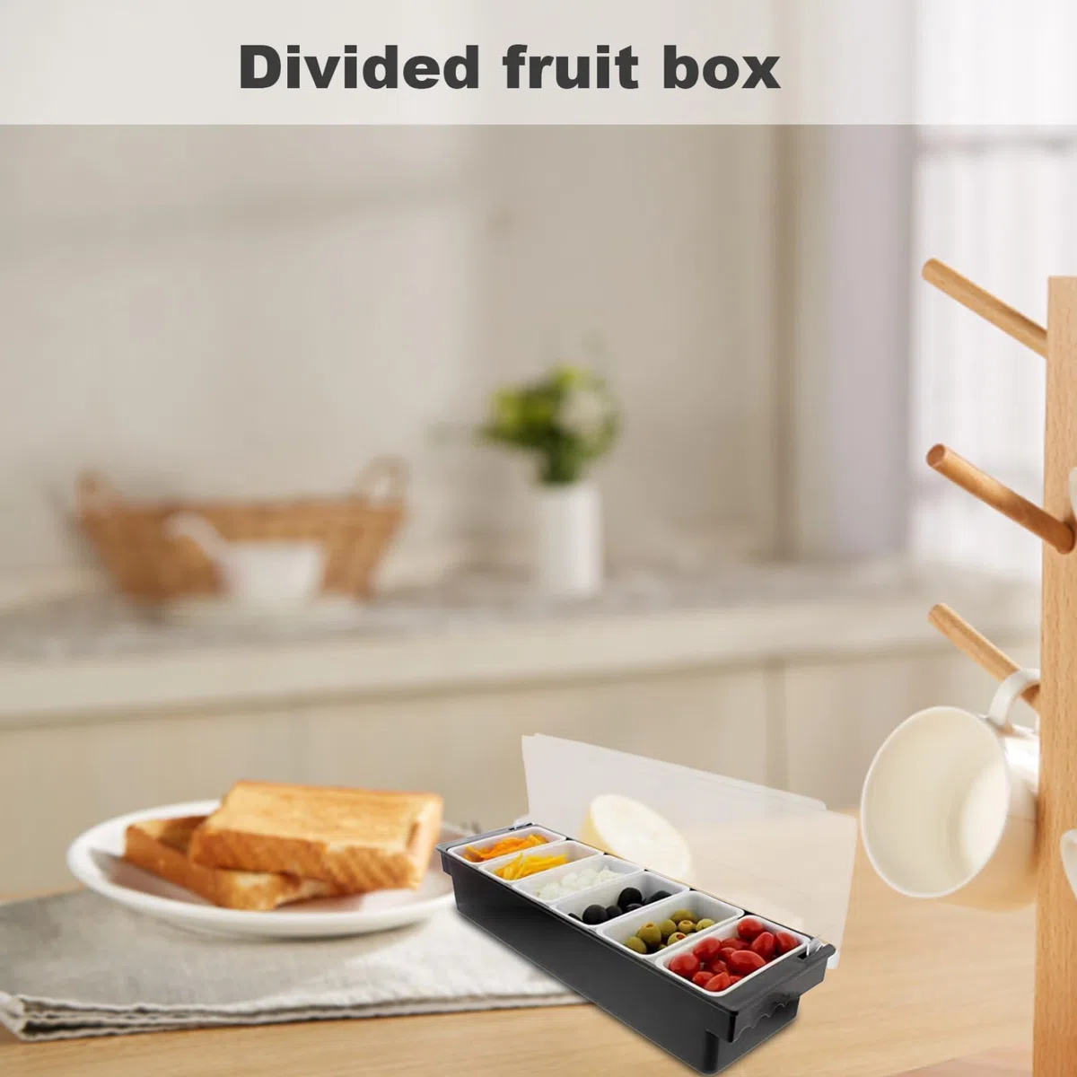Soporte de condimentos con 6 compartimentos desembolsos Ingredientes de plástico dispensador de condimentos con pizzería reutilizable de tapa Estación de pizza enfriada por hielo para el hogar, resta