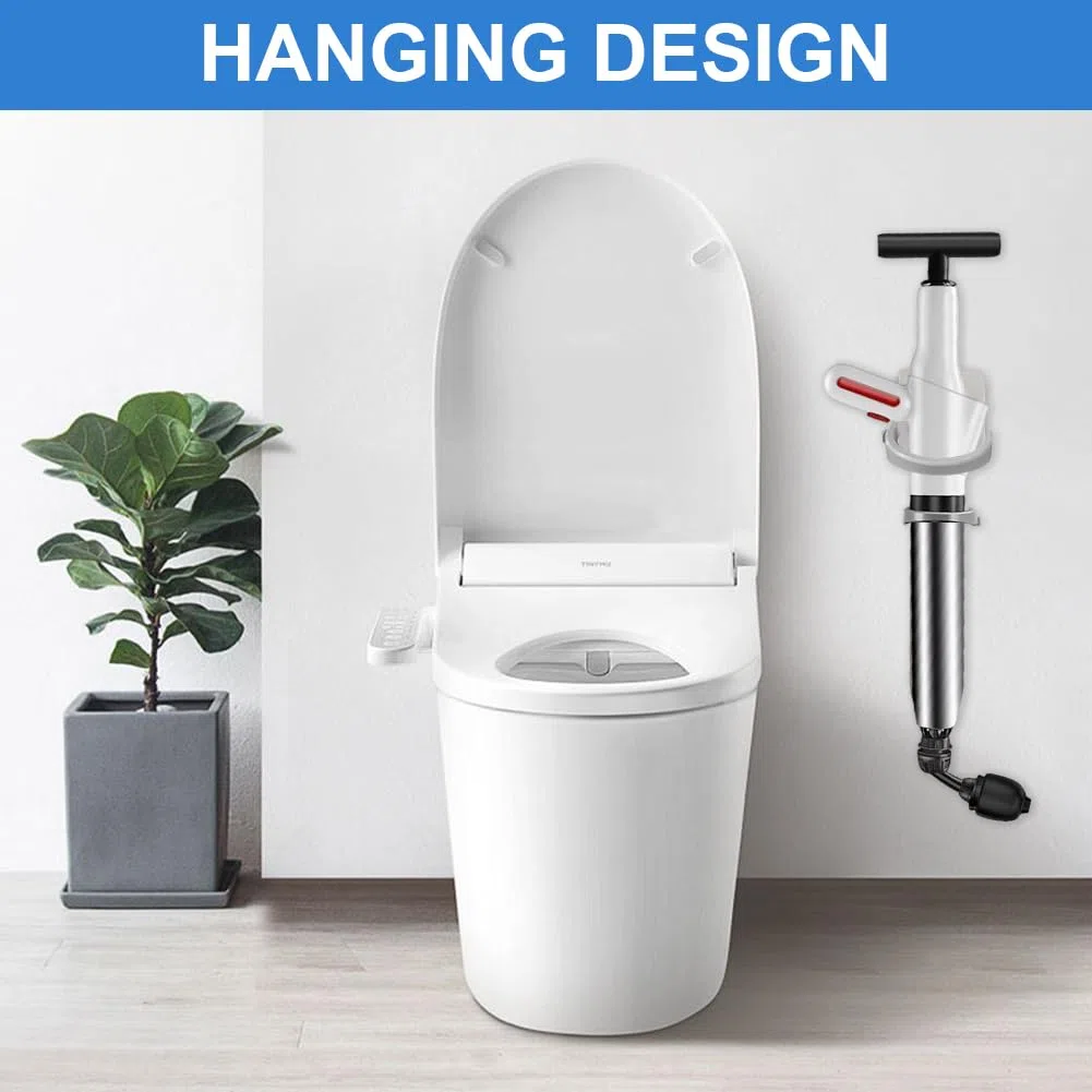 Juego de desatascadores de alta presión, bomba de alta presión con indicador de presión de aire, bomba de aire comprimido con 4 accesorios, limpiador universal de tuberías para inodoro, lavabo y ducha