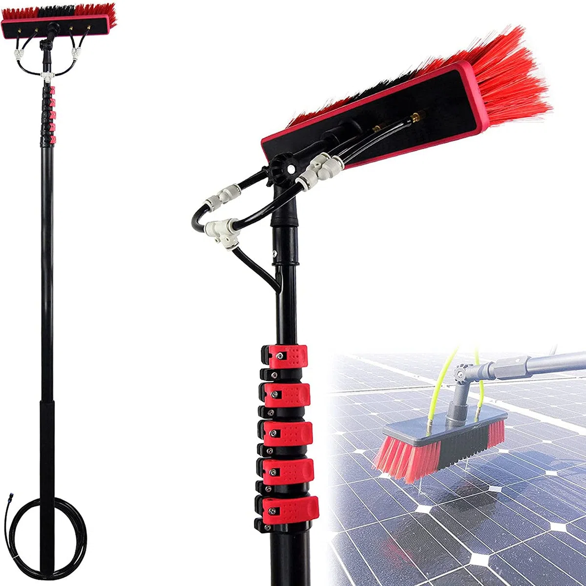 Ultimate - Kit de limpieza de ventanas de 18 pies con cepillo para paneles solares y limpieza fotovoltaica Equint para un brillo sin rayas y fácil alcance