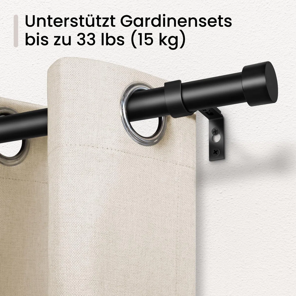 Barra de Cortina Negro, 80-183 cm Barra extensible de 25 mm de diámetro, capacidad de carga máxima de 15 kg, ideal para terrazas, puertas correderas de vidrio y salas de estar.