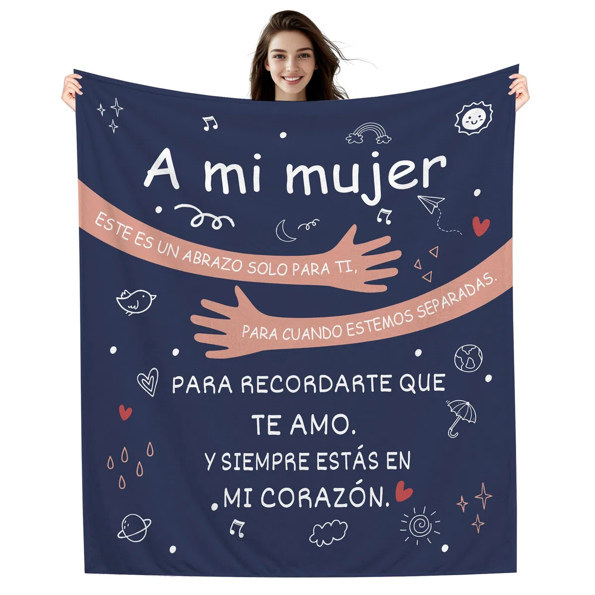 Amorea A mi Mujer Este es un Abrazo Solo para ti Manta para Esposa Manta para abrazar Cumpleaños San Valentín (Mujer-a)