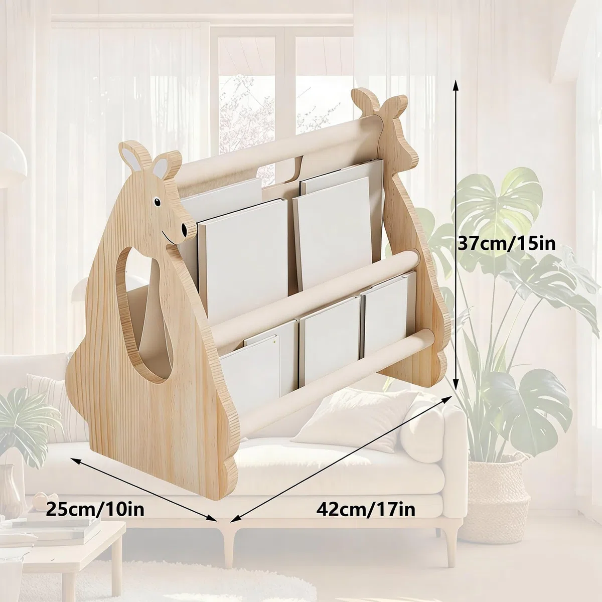 Estantería para niños, estantería de madera de doble cara con asa, organizador de libros para habitación de los niños, estantería para habitación de niños, estantería para habitación infantil, sala de