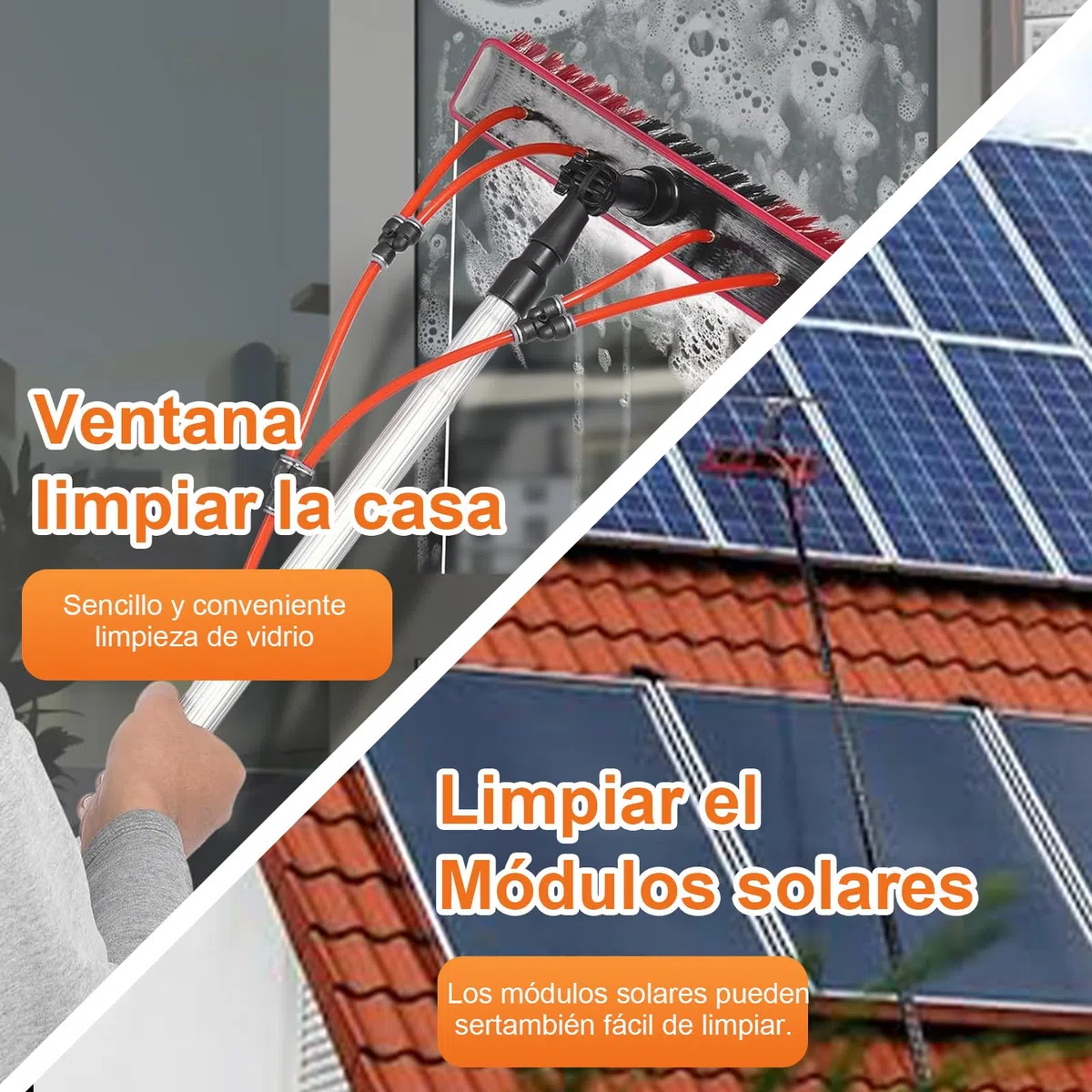 Palo telescopico Limpieza, 10m Limpieza de Cristales Pole/Agua alimentada telescópico Cepillo/Cleaner Extensible Conservatorio Roof Apto para fotovoltaica Panel CleaningTrucks de Windows